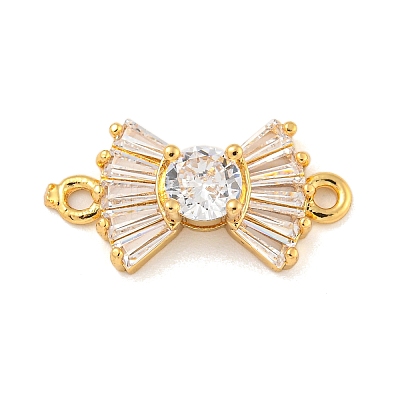 Brass Pave Clear Cubic Zirconia Connector Charms KK-Z072-05G-1