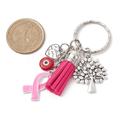 6Pcs 6 Colors Ribbon Keychain KEYC-JKC00939-1