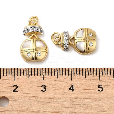 Rack Plating Brass Micro Pave Cubic Zirconia with Sea shell Pendants KK-Q795-11G-1