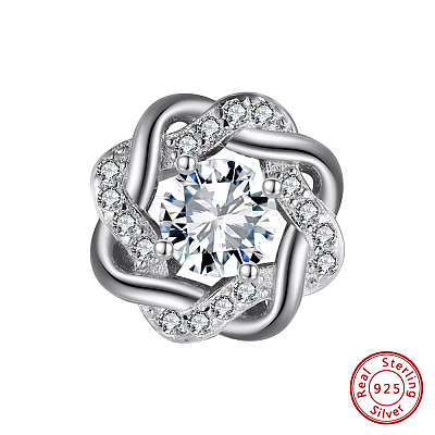 Rhodium Plated 925 Sterling Silver Beads STER-L064-15P-1