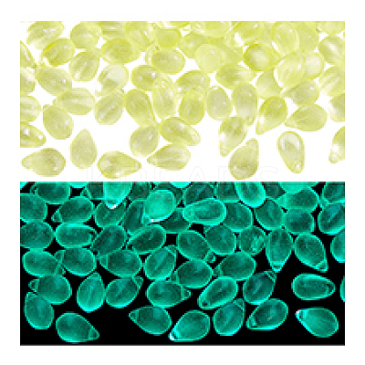 150Pcs Luminous Transparent Teardrop Glass Charms GLAA-PH0004-20-1