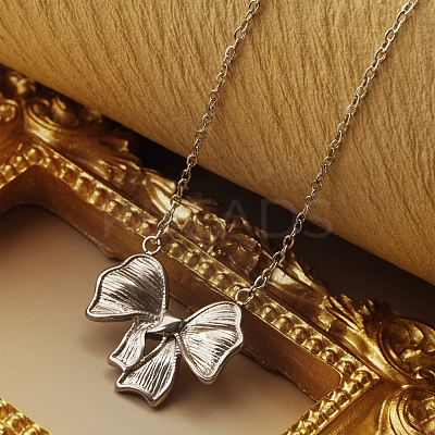 Fashionable 304 Stainless Steel Butterfly Pendant Necklace for Women's Daily Wear TE0711-2-1