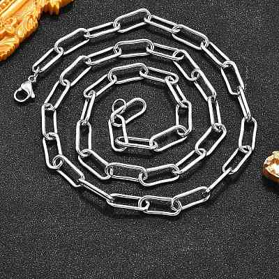 Non-Tarnish 304 Stainless Steel Paperclip Chains STAS-I146-02P-1