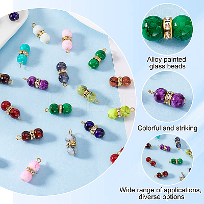 60Pcs 15 Color Baking Paint Glass Round Beaded Pendants PALLOY-HY00032-1