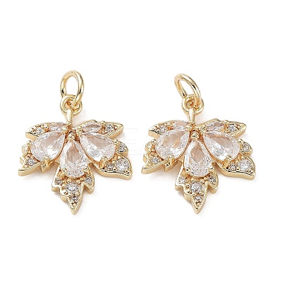 Rack Plating Brass Clear Cubic Zirconia Pendants KK-B078-02G14-01-1