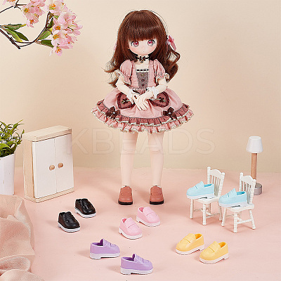 6 Pairs 6 Colors Plastic Doll Shoes AJEW-OC0004-40-1