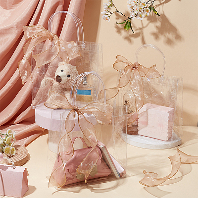 Valentine's Day 50Pcs Rectangle Transparent PVC Storage Bags with Handle ABAG-BC0001-56-1