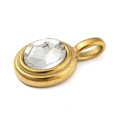 Golden Plated 304 Stainless Steel Rhinestone Pendants LS-STAS-Q253-01G-01-1