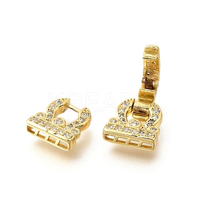 Arch Brass Micro Pave Clear Cubic Zirconia Fold Over Clasps KK-V008-22G-1