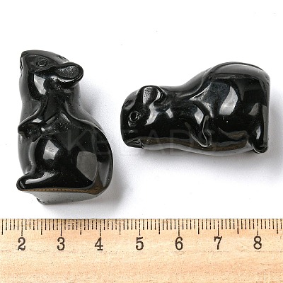 Natural Obsidian Carved Healing Mouse Figurines DJEW-D012-02C-1
