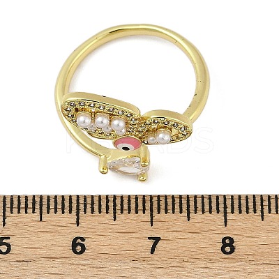 Brass Micro Pave Clear Cubic Zirconia Enamel Finger Rings RJEW-L113-025G-1