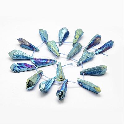 Electroplated Natural Quartz Crystal Beads Strands G-G890-B-05-1