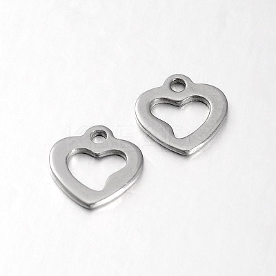 Tarnish Resistant 304 Stainless Steel Open Heart Charms STAS-N059-38-1
