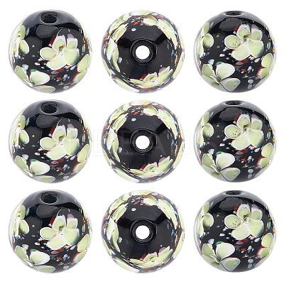 10Pcs Handmade Inner Flower Lampwork Beads LAMP-PA0001-02C-1