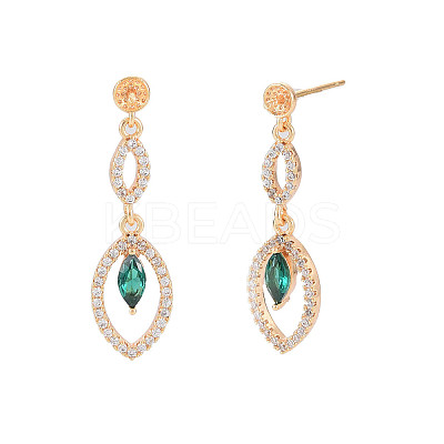 Brass Micro Pave Cubic Zirconia Stud Earring Findings KK-S364-150-1