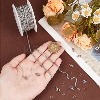 DIY 304 Stainless Steel Box Chains Necklaces Making Kits DIY-BBC0002-05-1