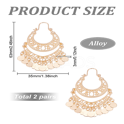 2 Pairs Alloy Filligree Teardrop Chandelier Earrings for Women EJEW-LP0001-60-1