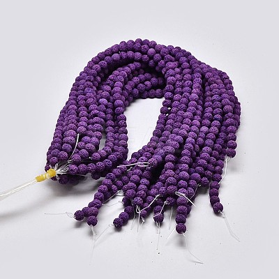 Natural Lava Rock Round Bead Strands G-I124-8mm-08-1