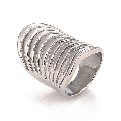 Non-Tarnish 304 Stainless Steel Chunky Hollow Ring for Women RJEW-B040-12B-P-1