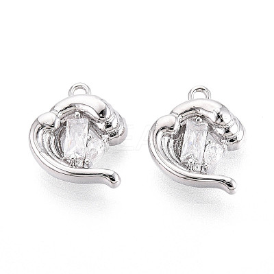 Brass Micro Pave Clear Cubic Zirconia Charms KK-N267-18P-1