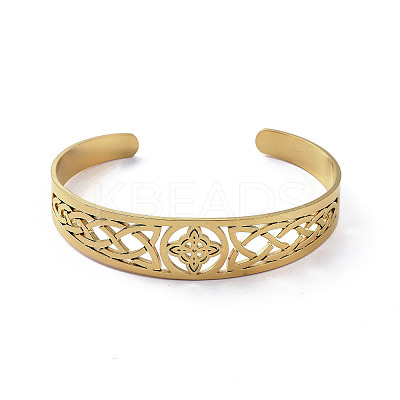 304 Stainless Steel Cuff Bangles BJEW-M234-02G-1