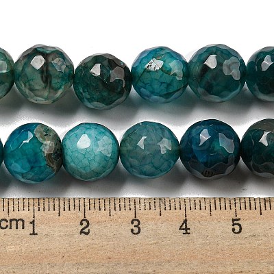 Faceted Natural Dragon Veins Agate Beads Strands X-G-F447-12mm-P07-1