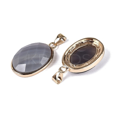 Natural Grey Agate Pendants G-Q606-92G-02-1