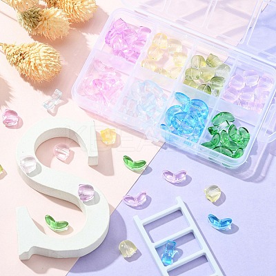 80Pcs 8 Styles Spray Painted Transparent Glass Beads GLAA-YW0001-89-1