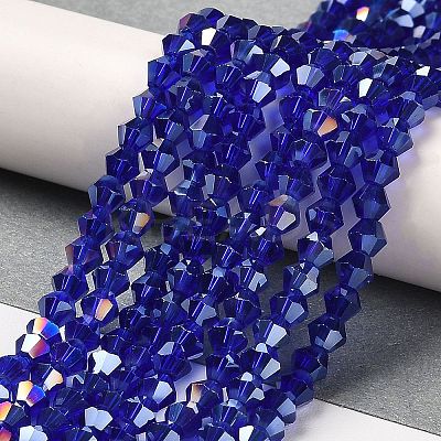 Transparent Electroplate Glass Beads Strands EGLA-A039-T6mm-B06-1
