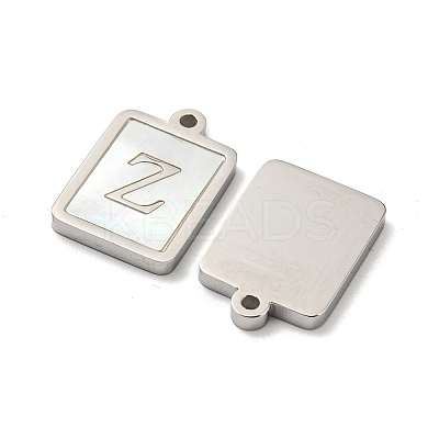 304 Stainless Steel Pave Shell Pendants STAS-L022-065P-Z-1