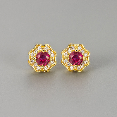 Valentine's Day Brass Clear Cubic Zirconia Stud Earrings WGA37BF-04-1