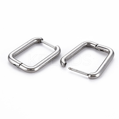 Tarnish Resistant Rectangle Huggie Hoop Earrings for Women LS-EJEW-N016-006-NR-1