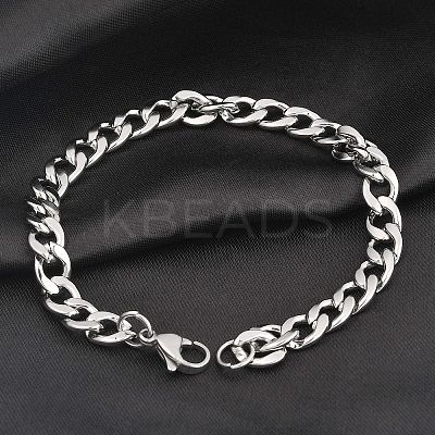 Tarnish Resistant Unisex 304 Stainless Steel Curb Chain/Twisted Chain Bracelets X-STAS-D0002-40P-1