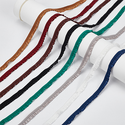 8Pcs 8 Colors 1M Polyester Ruffled Elastic Lace Trim OCOR-NB0001-93B-1