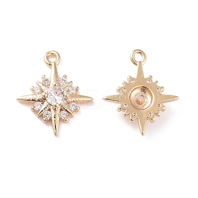 Brass Micro Pave Clear Cubic Zirconia Charms X-KK-G418-09G-1