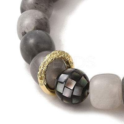 Natural Cloudy Quartz & Shell Stretch Bracelets BJEW-C051-03-1