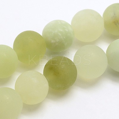 Natural New Jade Stone Frosted Round Bead Strands G-O039-06-8mm-1