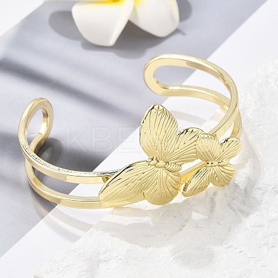 Butterfly Brass Cuff Open Bangles BJEW-M060-01G-02-1