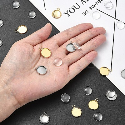 DIY Blank Dome 304 Stainless Steel Pendants Making Kits DIY-YW0010-48-1