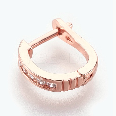 Brass Micro Pave Cubic Zirconia Hoop Earrings EJEW-F180-01RG-1
