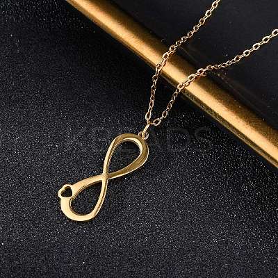 304 Stainless Steel Infinity Heart Pendant Necklaces for Women NJEW-Z065-02G-1