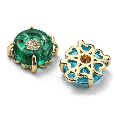 Brass Micro Pave Cubic Zirconia Charms KK-D038-03G-1