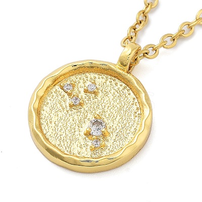 304 Stainless Steel Cubic Zirconia Constellation Flat Round Pendants LS-STAS-S145-01H-1