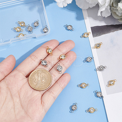 20Pcs 2 Colors 304 Stainless Steel Crystal Rhinestone Connector Charms STAS-UN0041-19-1