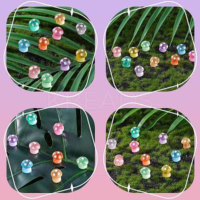 100Pcs 10 Colors Mushroom Luminous Resin Display Decorations RESI-SZ0003-46-1