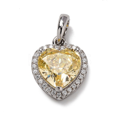 925 Sterling Silver Pave Yellow Cubic Zirconia Pendants STER-F063-01B-02-1