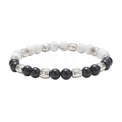 4Pcs 4 Style Natural & Synthetic Mixed Gemstone Strech Bracelets Set BJEW-JB09347-1
