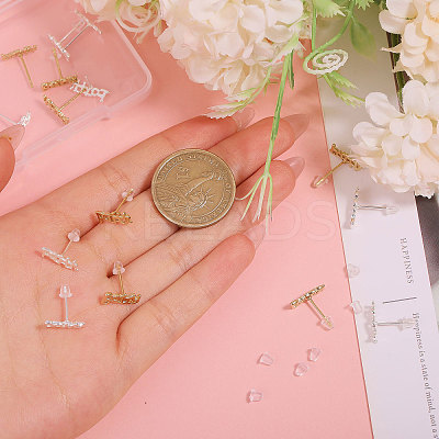 16Pcs 4 Style Brass Word Faith & Baby Stud Earrings for Women KK-CA0002-44-1