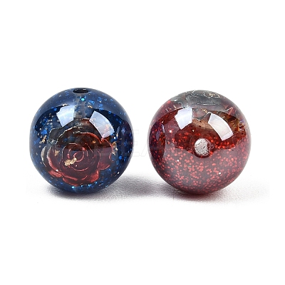 Luminous Transparent Resin Inner Flower Beads RESI-C070-09-1