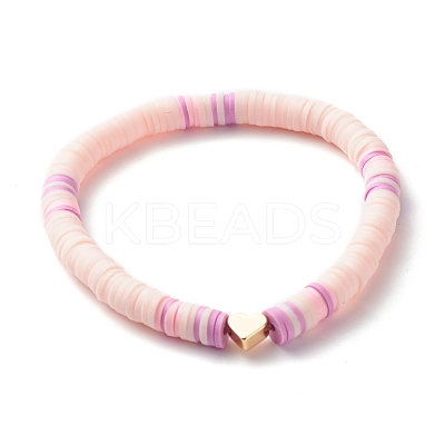 Synthetic Hematite & Polymer Clay Heishi Beads Stretch Bracelets Set BJEW-JB07380-1
